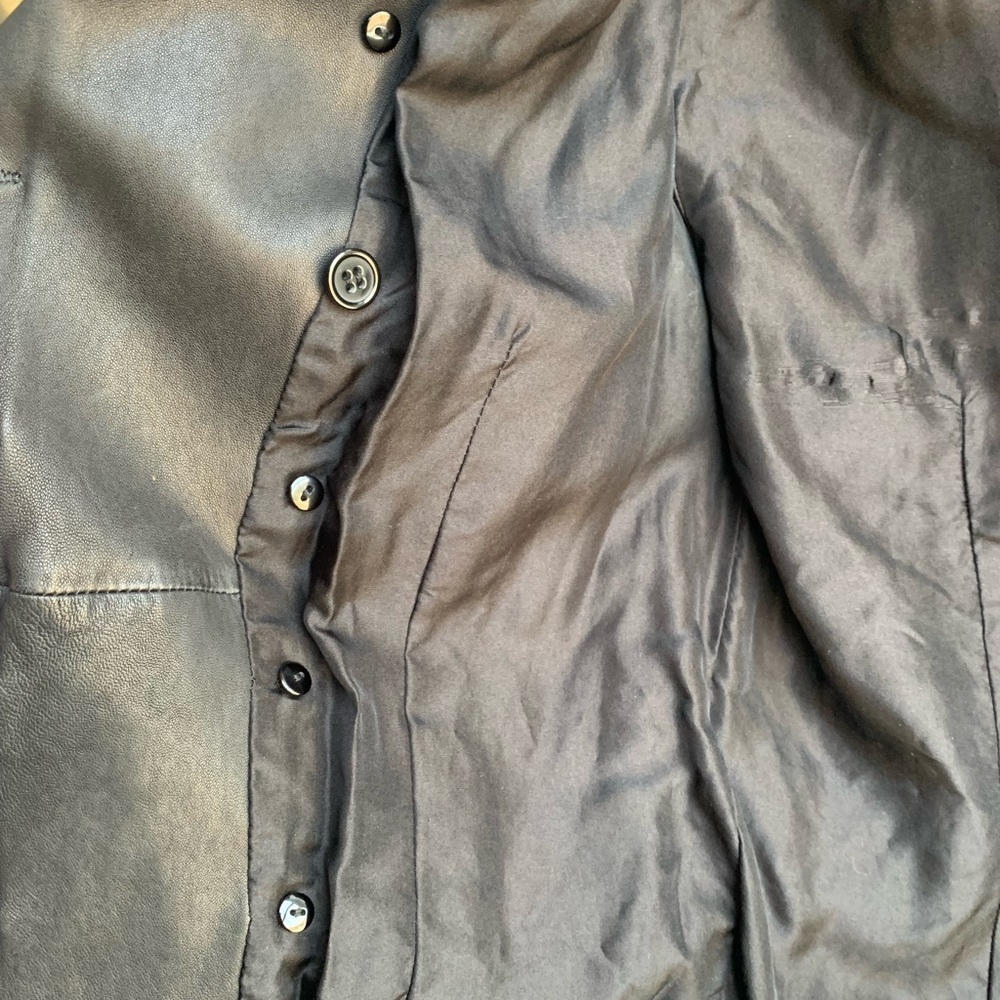 Joie Black Leather and Silk Jacket - Picture 10 of 13